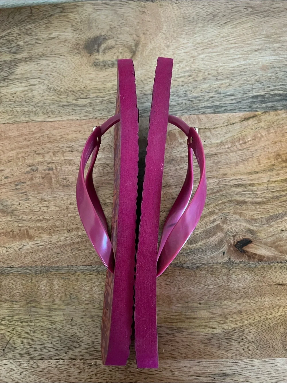 Tory Burch Flip Flops in Party Fuschia Traveler Square 650 Size 9M - Picture 7 of 10